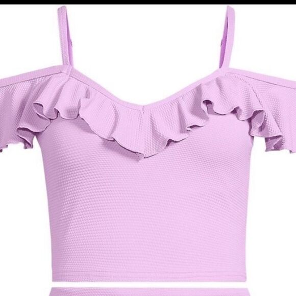 Lands' End Other - Land's End Pique textured Ruffle Midkini Tankini top Wild Lilac color size Small
